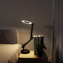 DC5V 10W Metal LED Swing Arm Table Lamp Magnifier Ring Reading Light Dimmable 3 Color Temperature for Study