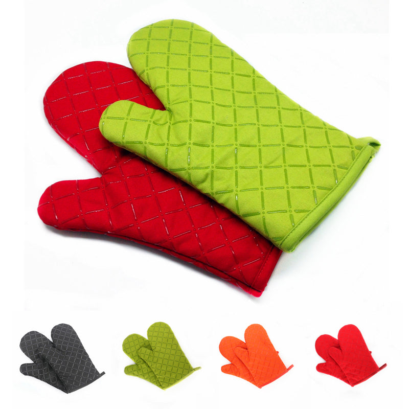 KCASA KC-PG02 1Pcs Silicone Coating Oven Mitts Microwave Oven BBQ Heat Resistant Pot Holder Gloves