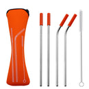 4Pcs Reusable Stainless Steel Straight Bent Drinking Straw Silicone Tips Cover
