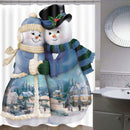Christmas Bell Pattern Waterproof Bathroom Curtain Home Snowman Shower Curtain