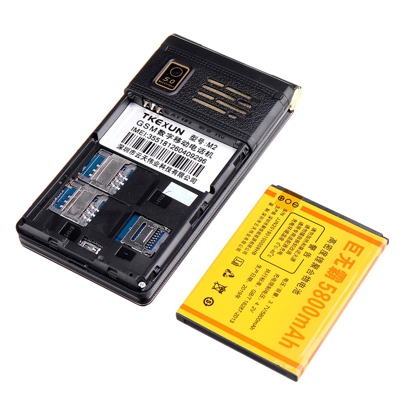 TKEXUN M2 Flip Phone 2800mAh 3.0 inch Touch Screen Blutooth FM Dual Sim Card Flip Feature Phone