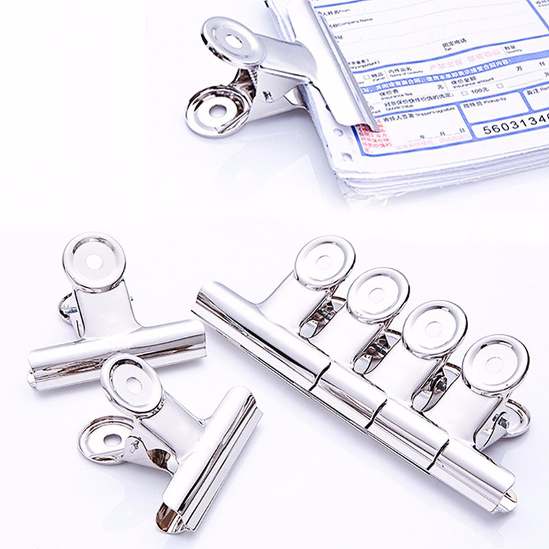 6pcs Stainless Steel Silver Bulldog Clips Money Letter Binder Paper File Clamps