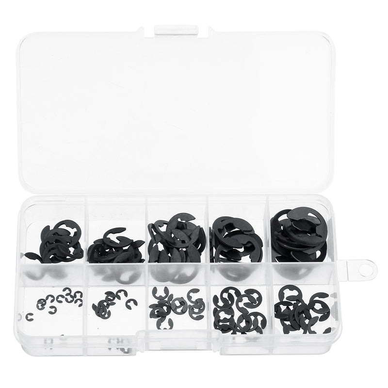 120PCS 1.5-10mm Black Manganese Steel E-shaped Circlip Snap Ring Plier Opening Ring