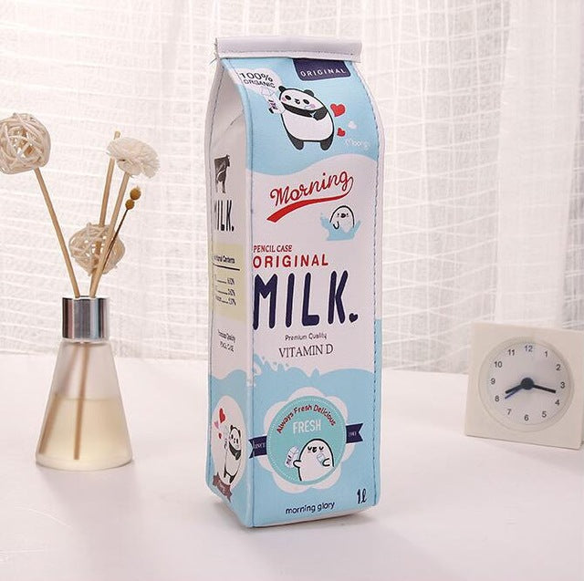 WAM PC-03 Milk Bottle Pencil Case PU Pen Storage Bag Pouch Office School Stationery Supplies