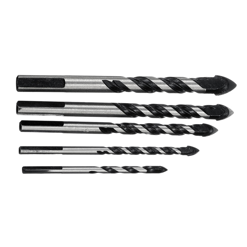 5pcs 5-12mm Black Triangle Twist Drill Bit Concrete Glass Ceramic Tile Marble Drill Bit Set