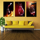 Miico Hand Painted Three Combination Decorative Paintings Red W-ine Glass Wall Art For Home Decoration