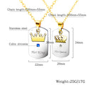 Her King His Queen Crown Couple Square Titanium Steel Necklace