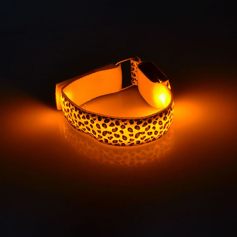 Leopard Hand Strap Wristband LED Reflective Light Shine Flash Glowing Luminous Armband Lights
