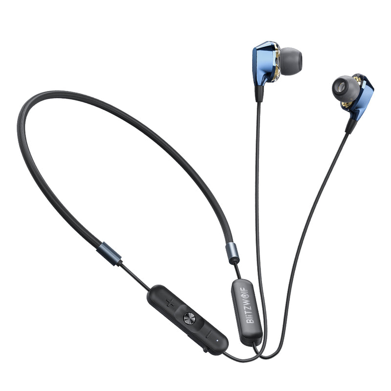 BlitzWolf BW-BTS4 bluetooth 5.0 Earphone Wireless Neckband Dual Dynamic Driver Magnetic Sports Headphone with Mic