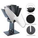 IPRee Black Fireplace 2 Blade Heat Powered Stove Fan komin Log Wood Burner Eco Friendly Quiet Fan Home Efficient Heat Distribution