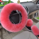 3Pcs 38cm Wool Car Steering Wheel Covers Winter Warm Cushion Universal