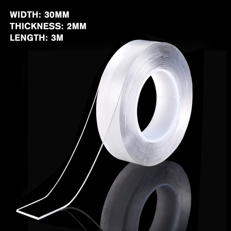 1/2/3/5M Transparent Double Sided Nano PU Gel Tape Anti-slip Fixed Adhesive 30mm