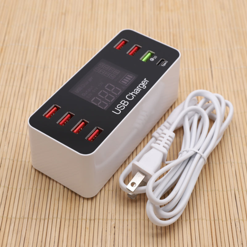40W QC Smart Desktop Fast Charging Station Charger 7 USB Port Charger For Travel