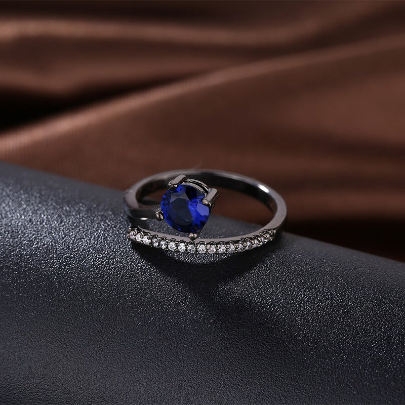 INALIS Fashion Zircon Gun Black Plated Finger Ring Jewelry Gift for Women