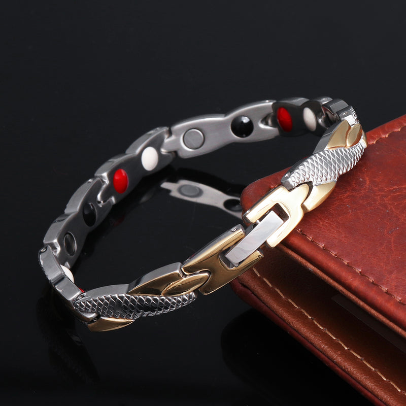 Fashion Magnetic Therapy Single Row Bracelet For Men Stainless Steel Silver Gold Chain Bracelet