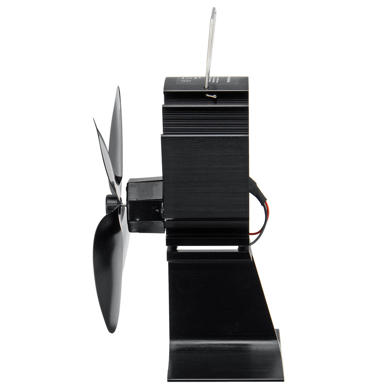 4 Blades Heat Powered Stove Fireplace Fan W/ Thermometer for Wood Log Burning Burner Stove
