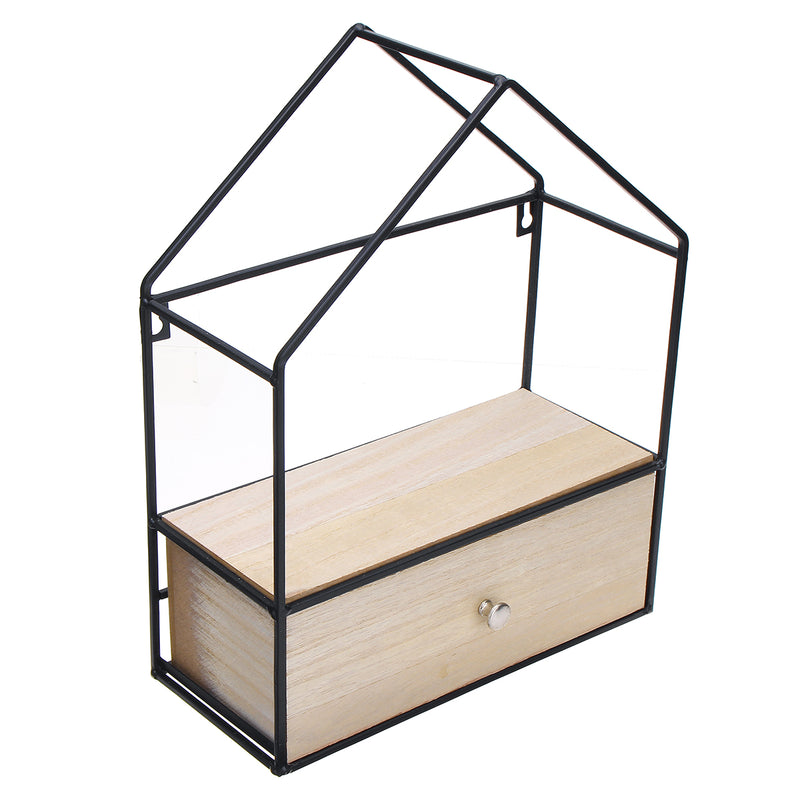 Wall Hanging Hexagonal Iron Shelf Decoration Wood Rack Shelves Twill Trellis Strip Bracket