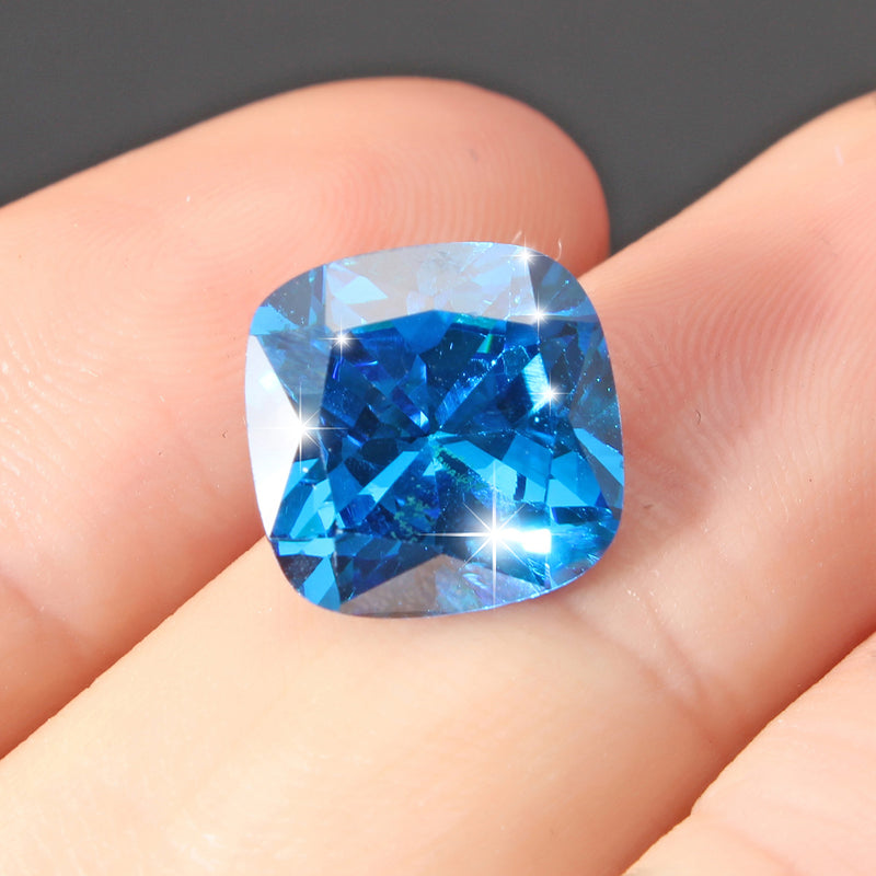 Unheated Artificial Ceylon Blue Sapphire 8.71 Carats Cushion Shape 10x10mm Decorations