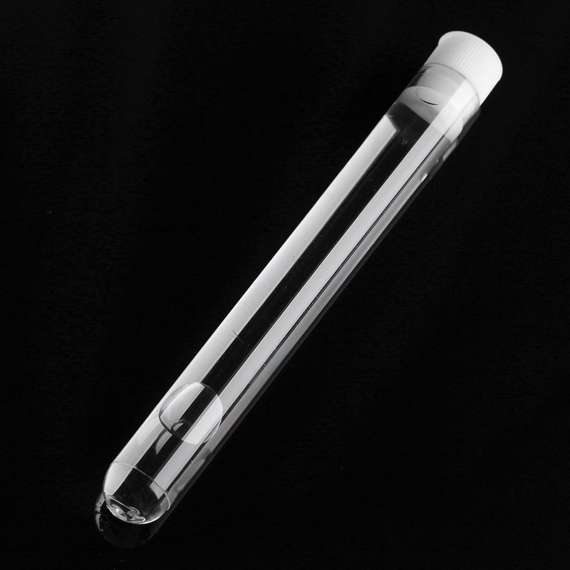 50Pcs 12x100mm Clear Plastic Test Laboratory Tubes Container with White Push Caps