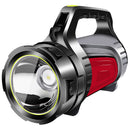 XANES 881-B 2 Light Source 300W 3000LM Super Bright Flashlight USB Rechargeable 1000m Searchlight Main Light + Side Light Power Display