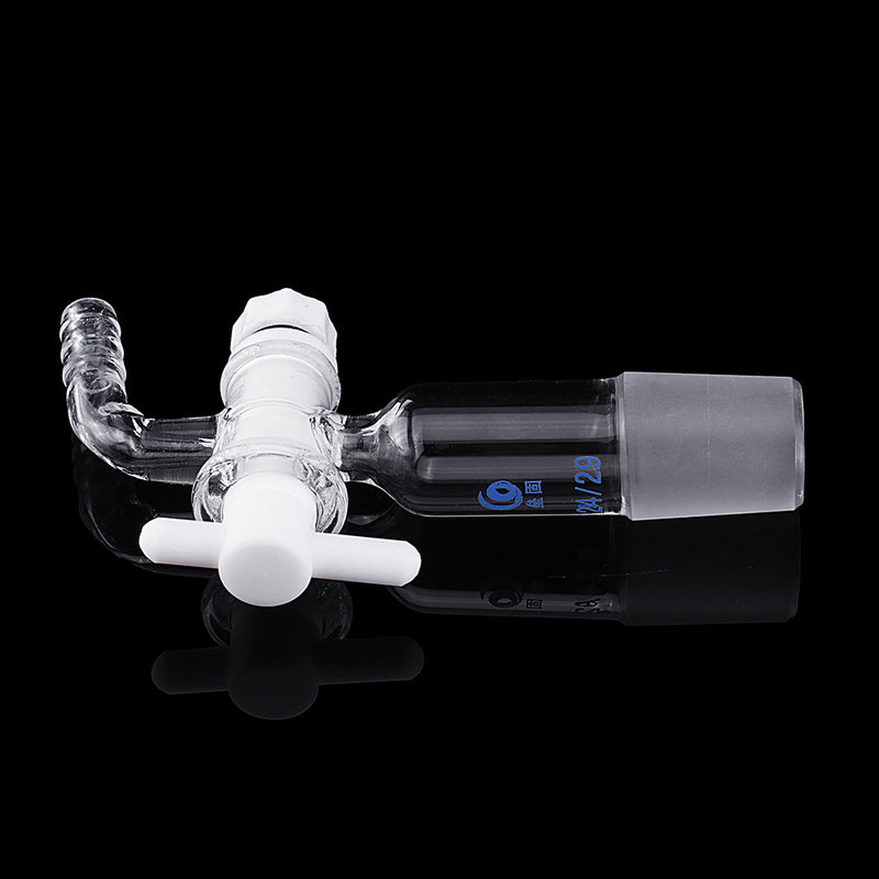 24/29Glass Adapter VacuumFlowControlAdapterwithGlassStopcockMaleGroundJointto Right AngleHoseConnection