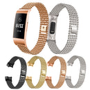 Bakeey Five Beads Round Solid Stainless Steel Watch Band for Fitbit charge 3 Smart Watch