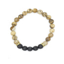 Ethnic Volcanic Rock Beads Bracelet Vintage Lava Rock Beads Adjustable Bracelet Jewelry Gift For Men