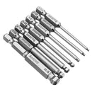 Broppe 7pcs SAE 5/64-5/16 Inch 65mm Magnetic Ball Screwdriver Bit 1/4 Inch Hex Shank