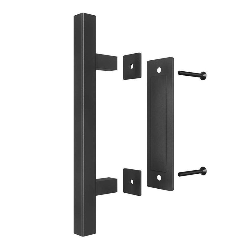 12 Inch Rustic Barn Door Handle for Sliding Door Barn Door Hardware Black Door Pull Plate Antique Long Base Gate Handles Pulls Push