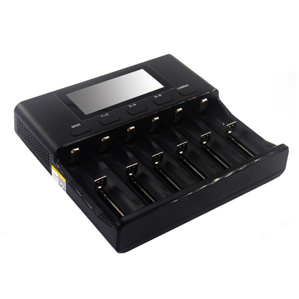 LiitoKala Lii-S6 18650 3.7V Lithium Charger 6 Slots LCD Screen Display Smartest Battery Charger US/EU Plug