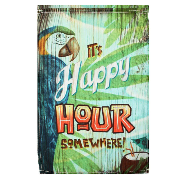 12x18 Inch Spring Parrot Happy Hour Garden Flag Mini Yard Banner Display Home Decorations