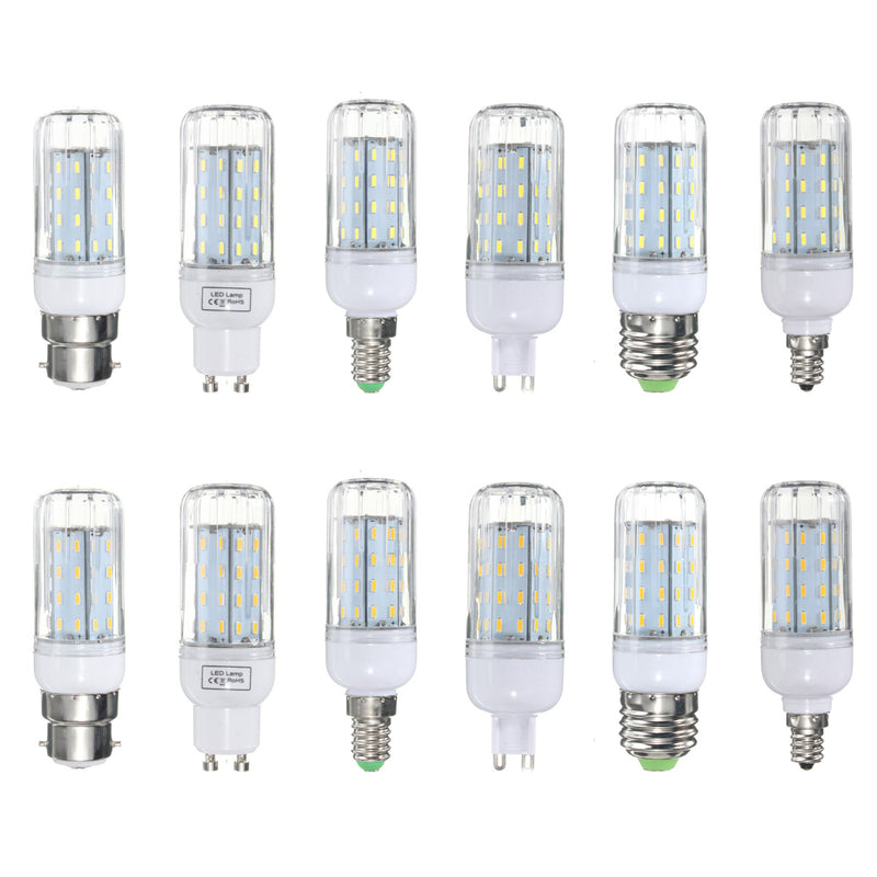 E27 B22 E12 E14 G9 GU10 6W 56 SMD 4014 LED Warm White White Cover Corn Bulb AC 110V