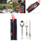 3Pcs Portable Outdoor Camping Picnic Set Stainless Steel Fork Spoon Chopsticks with Tableware Bag