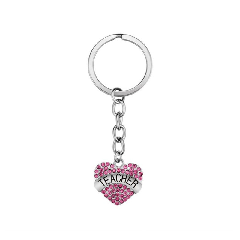 Teachers' Day Keychain Crystal Heart Alloy Gift Key Ring Key Chain