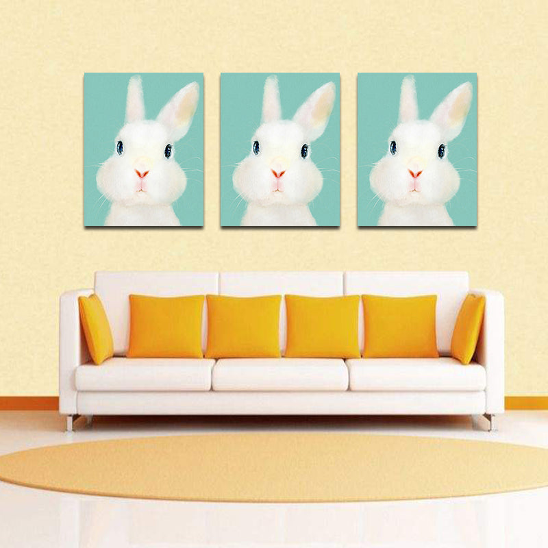 Miico Hand Painted Oil Paintings Cartoon Rabbit Paintings Wall Art For Home Decoration