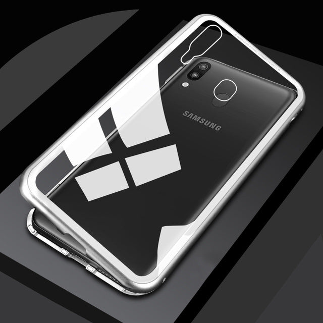 Bakeey Magnetic Adsorption Aluminum Tempered Glass Protective Case For Samsung Galaxy M20 2019