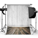 5X7ft Vinyl White Wood Wall Brown Floor Photography Backdrop Background Studio Prop
