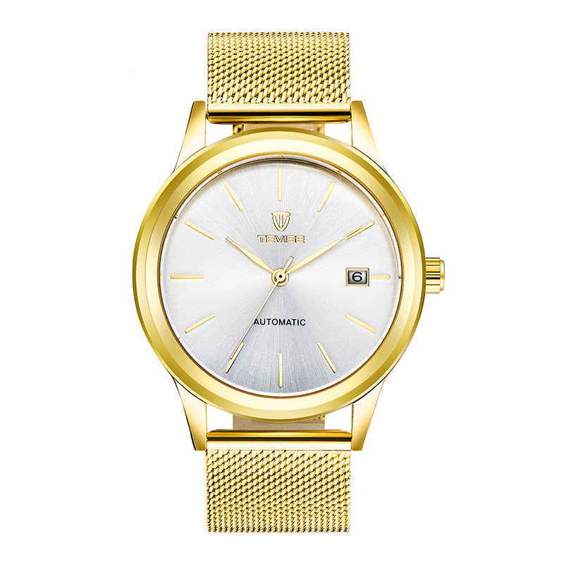 TEVISE 9017 Date Display Automatic Mechanical Watch Full Steel Mesh Stainless Steel Men Watch