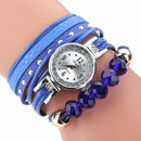 DUOYA D214 Crystal Casual Style Women Bracelet Watch Gift Leather Strap Quartz Watch