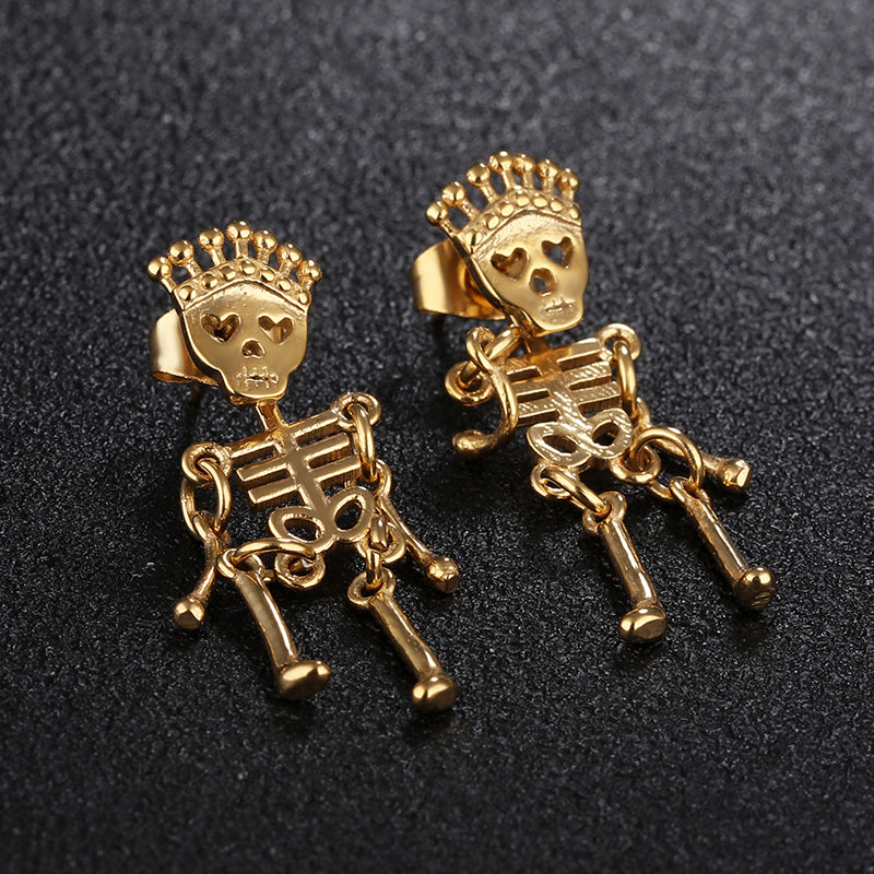 Unisex Retro Stainless Steel Ear Stud Skull Creative Earring Gift for Men Women