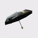 Automatic 3 Folding Anti-UV Sun Umbrella Rain Umbrella Outdoor Camping Hiking Traveling Woman Umbrellas-Black