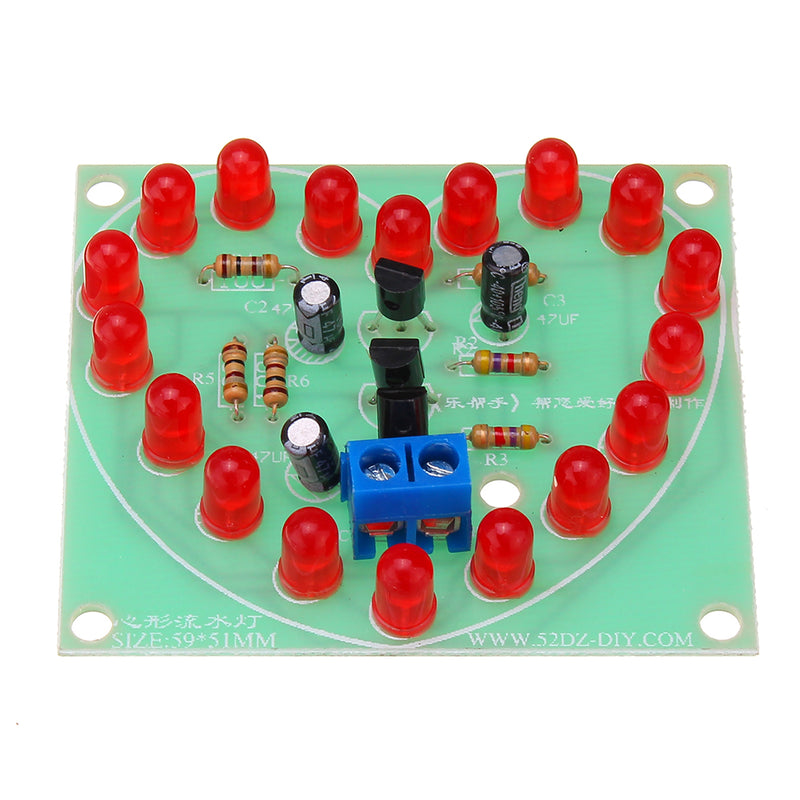 Assembled Electronic Heart-shaped LED Flash Light Module Board 3-4V 6.1x6.8cm