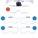 Headband Magnifier Glasses Hands Free Head Mount Magnifying Glasses USB LED Light W/ 1.0/1.5/2.0/2.5/3.5X Lense