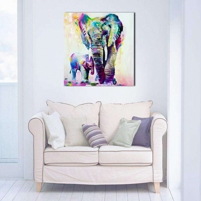 Miico Hand Painted Oil Paintings Animal Elephant Paintings Wall Art For Home Decoration