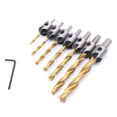 7pcs 3-10mm Countersink Drill Bit Carpentry Woodworking Boring Tool Round Shank With Hex Key