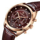WISHDOIT WSD-006 Fashion Men Quartz Watch Luxury Leather Strap Waterproof Wrist Watch