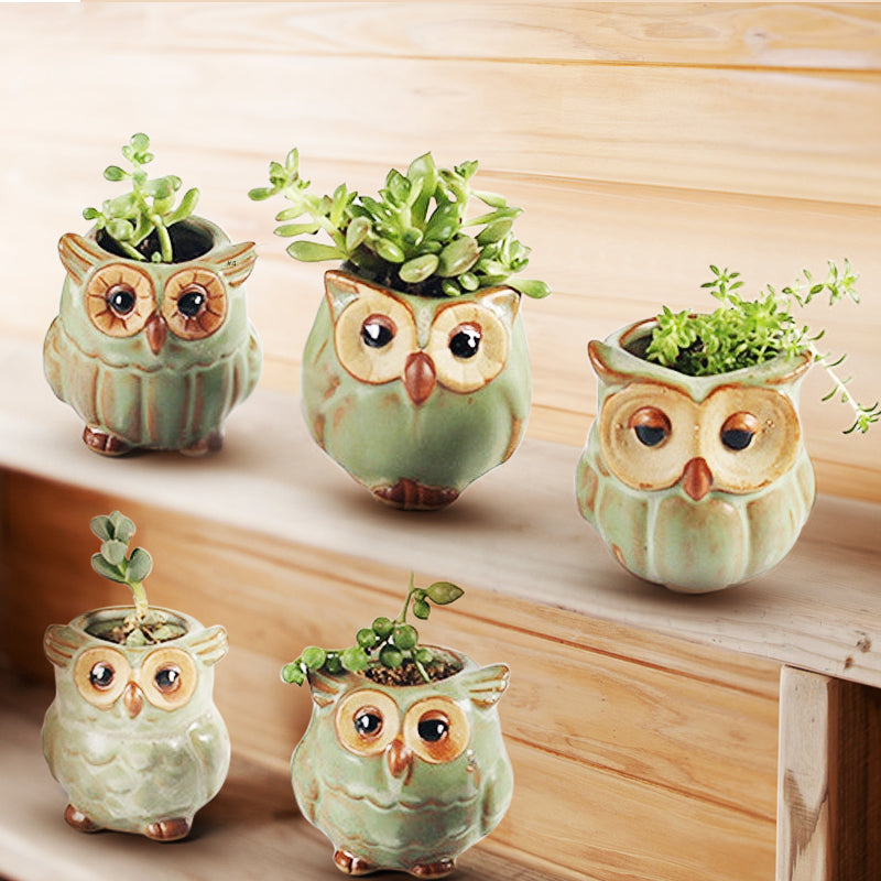 Garden Ceramic Owl Succulent Plants Flower Pot Mini Plant Planters Home Garden Decor