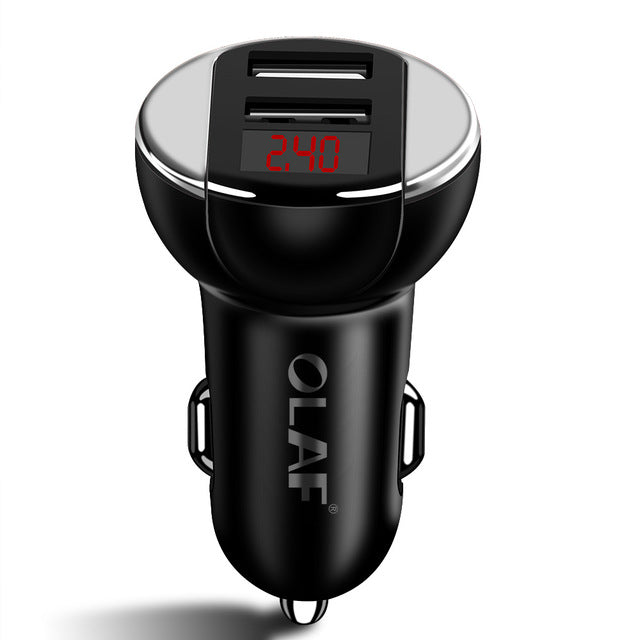 OLAF Dual USB Car Charger With LED Display Universal Fast Charge for iPhone for Samsung Xiaomi Huawei