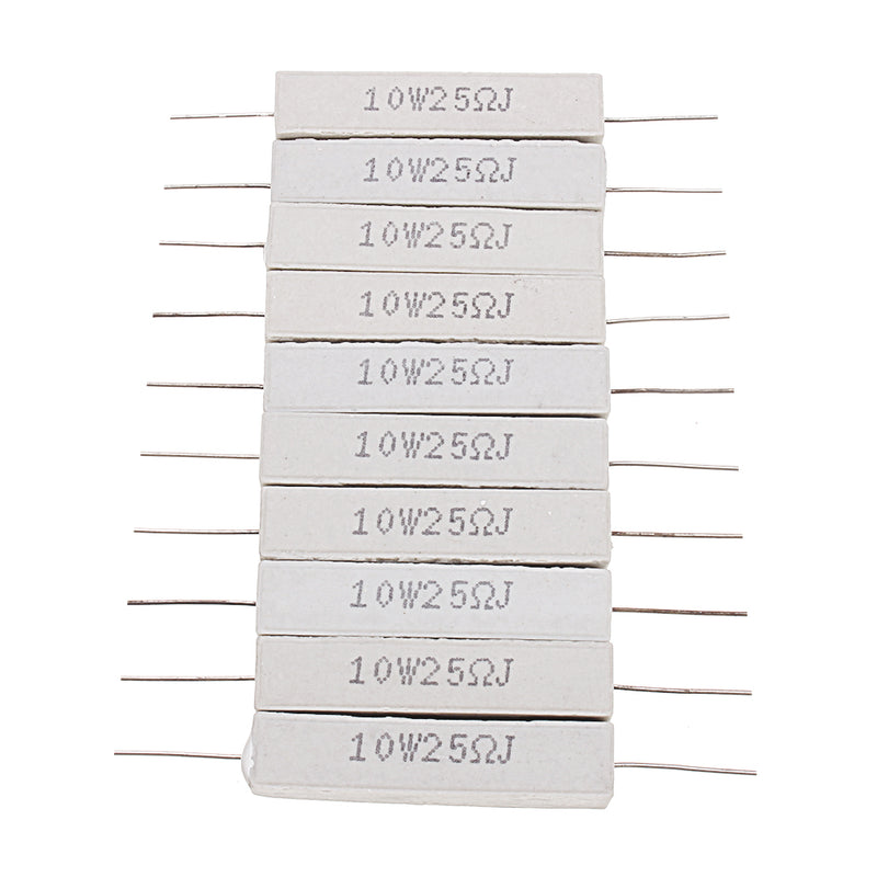 50pcs 10W 25 ohm 25R Ceramic Cement Resistor