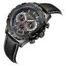 MEGIR 2070 Sport Style Chronograph Luminous Display Leather Men Quartz Watch